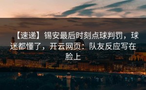 【速递】锡安最后时刻点球判罚，球迷都懂了，开云网页：队友反应写在脸上