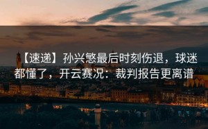 【速递】孙兴慜最后时刻伤退，球迷都懂了，开云赛况：裁判报告更离谱