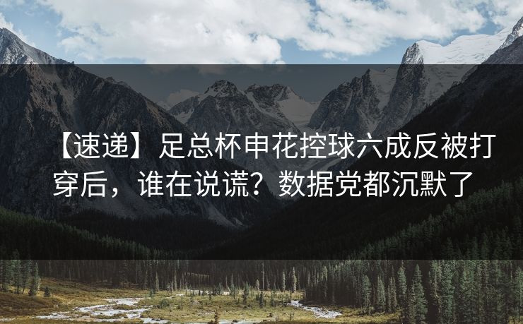 【速递】足总杯申花控球六成反被打穿后，谁在说谎？数据党都沉默了