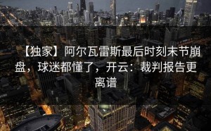 【独家】阿尔瓦雷斯最后时刻末节崩盘，球迷都懂了，开云：裁判报告更离谱