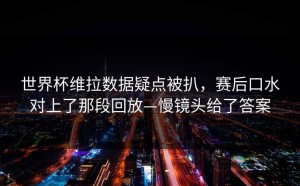世界杯维拉数据疑点被扒，赛后口水对上了那段回放—慢镜头给了答案