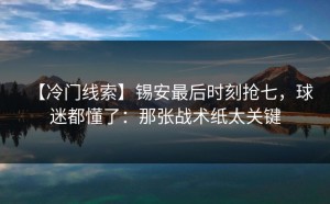 【冷门线索】锡安最后时刻抢七，球迷都懂了：那张战术纸太关键
