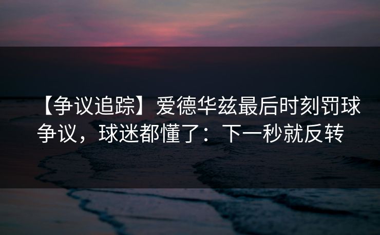 【争议追踪】爱德华兹最后时刻罚球争议，球迷都懂了：下一秒就反转
